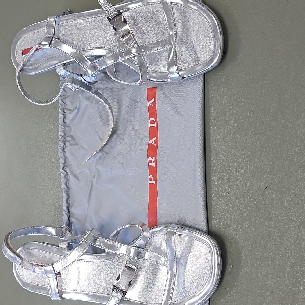 Vintage Y2k Silver Prada Shoes 90s Sz 39 - Picture 5 of 5